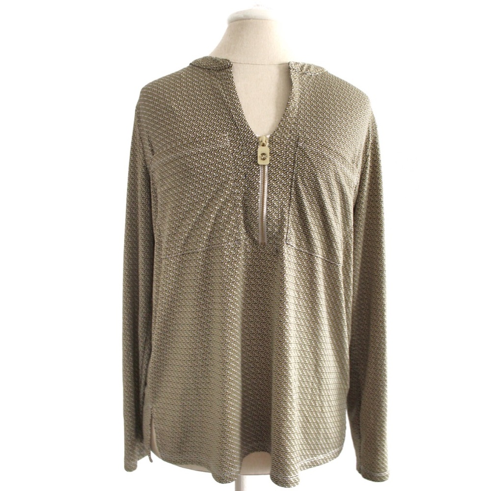 Michael Kors Chain Link Print Long Sleeve Blouse Top Large Preowned